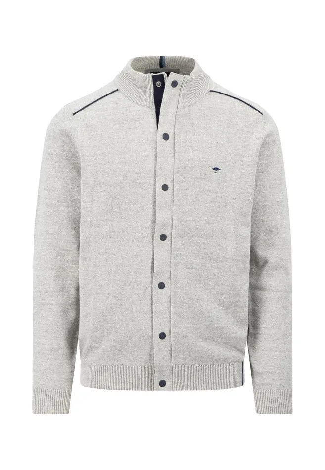 Cardigan Men FYNCHHATTON Parting Jacket Made Of Cotton With Push Buttons Navylight Gray