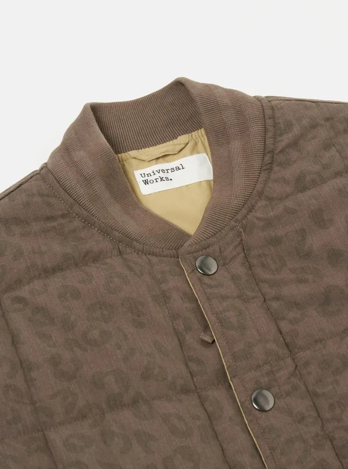 Carlton Jacket In Sand Leopard Recycled Polytech Men Universal Works Coats and Outerwear
