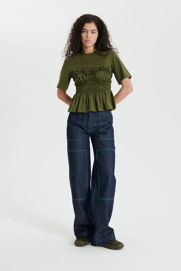Cecilie Bahnsen Jersey Women VILDE TOP Olive Green