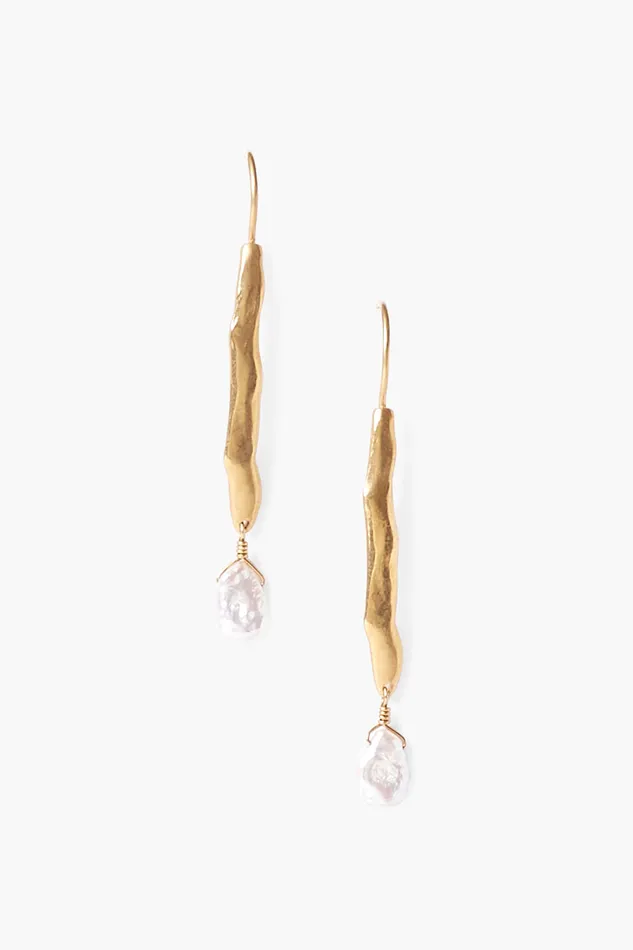 Chan Luu Earrings Gold Wave Pearl Drop Earrings White 8211 Women