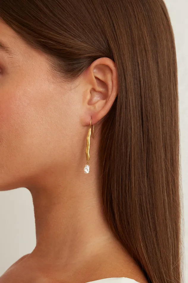 Chan Luu Earrings Gold Wave Pearl Drop Earrings White 8211 Women