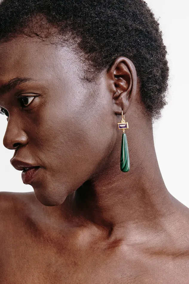 Chan Luu Earrings Messina Earrings Malachite Mix 8211 Women