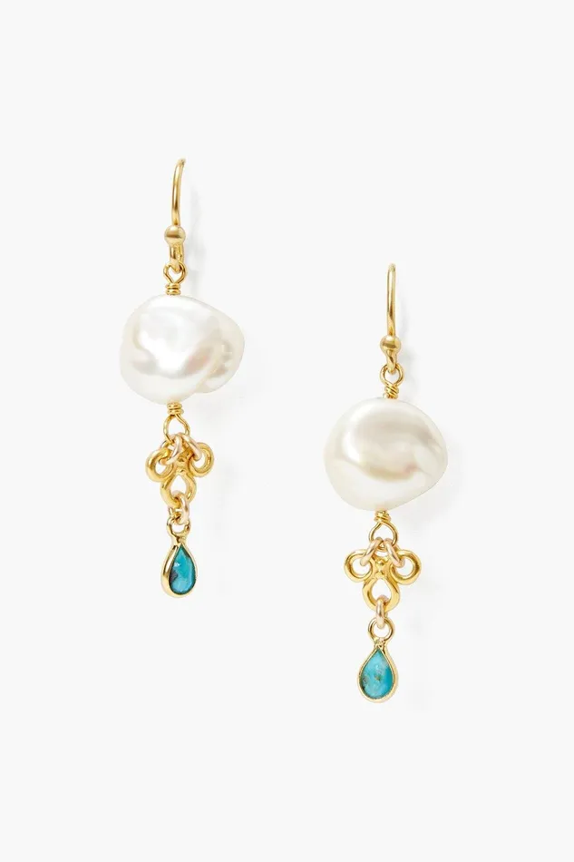 Chan Luu Earrings White Pearl And Turquoise Loop Earrings 8211 Women
