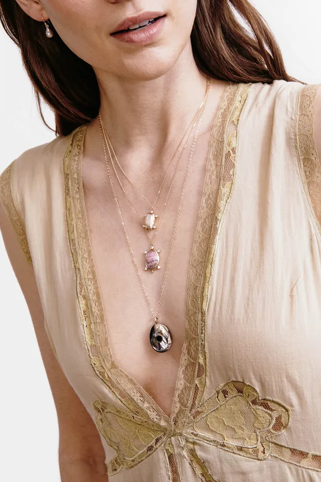 Chan Luu Necklaces 14k Turtle Necklace Rhodochrosite 8211 Women