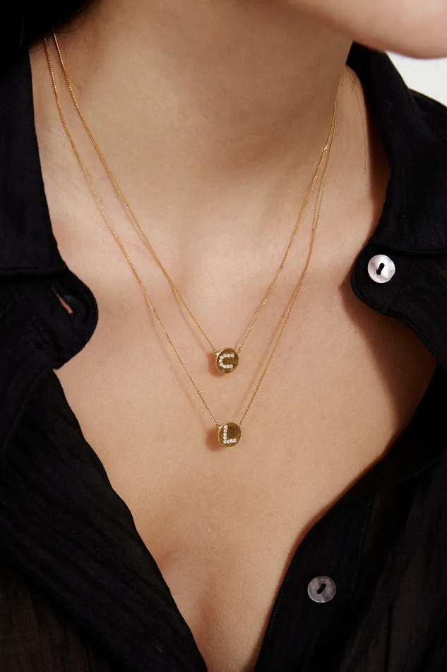 Chan Luu Necklaces Diamond Initial Coin Necklace Gold 8211 Women