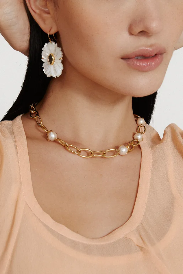 Chan Luu Necklaces Lark Chain Necklace White Pearl 8211 Women