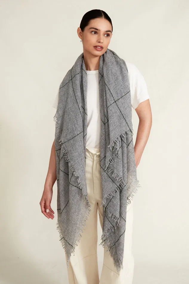 Chan Luu Scarves 100 Cashmere Scarf Greener Pastures Windowpane 8211 Women