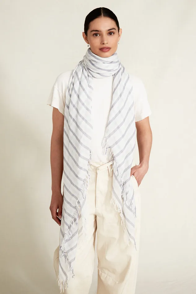 Chan Luu Scarves Cashmere And Silk Scarf Blue Granite Linea 8211 Women