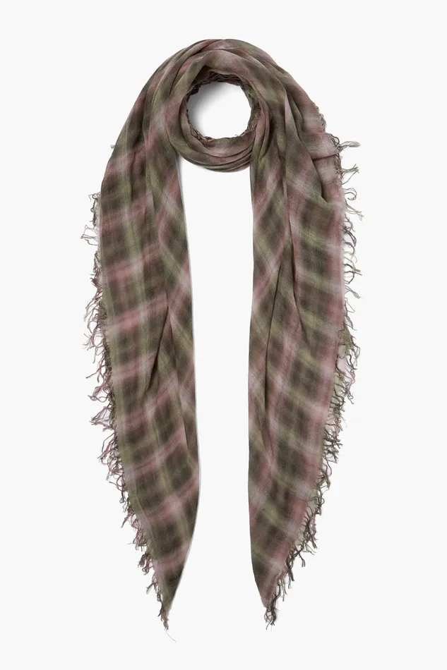 Chan Luu Scarves Cashmere And Silk Scarf Forest Plaid 8211 Women