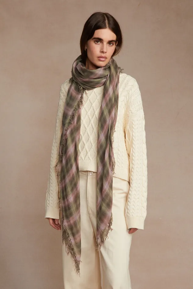 Chan Luu Scarves Cashmere And Silk Scarf Forest Plaid 8211 Women