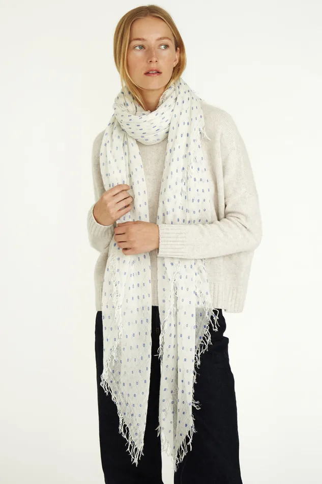 Chan Luu Scarves Cashmere And Silk Scarf Wedgewood Dot 8211 Women