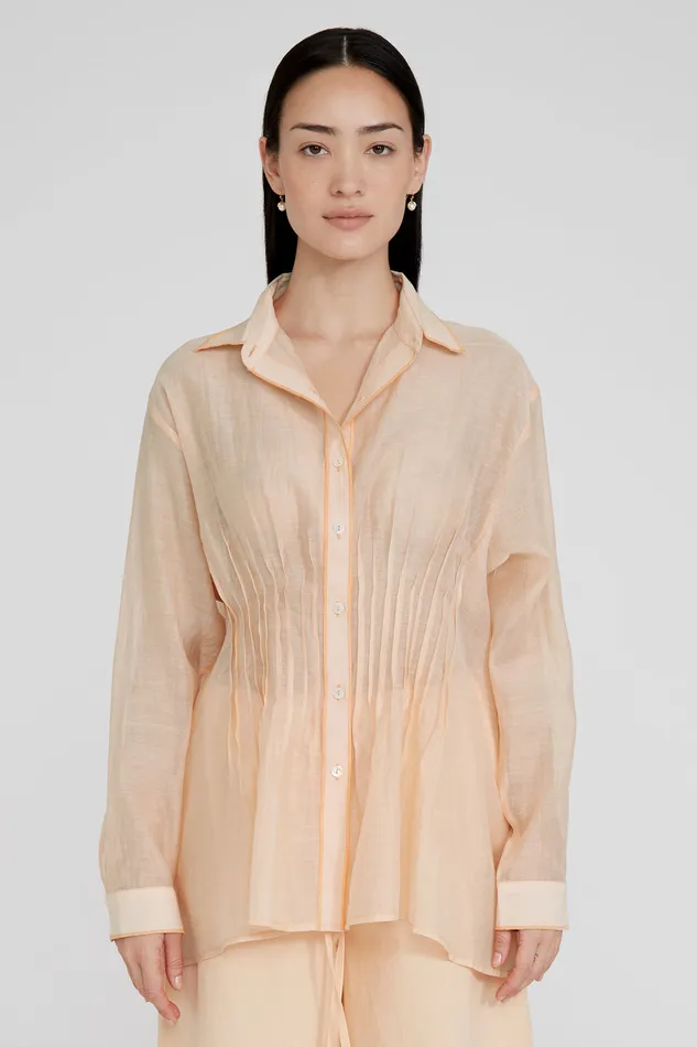 Chan Luu Tops Allison Pintucked Blouse Apricot Ice 8211 Women