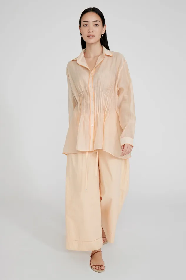 Chan Luu Tops Allison Pintucked Blouse Apricot Ice 8211 Women