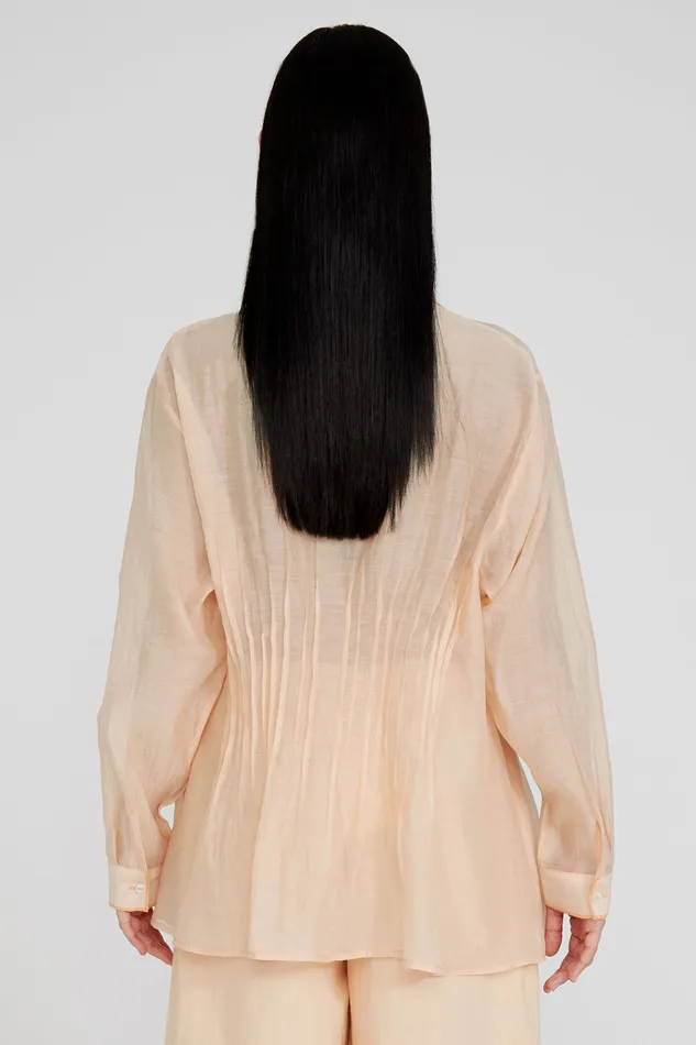 Chan Luu Tops Allison Pintucked Blouse Apricot Ice 8211 Women