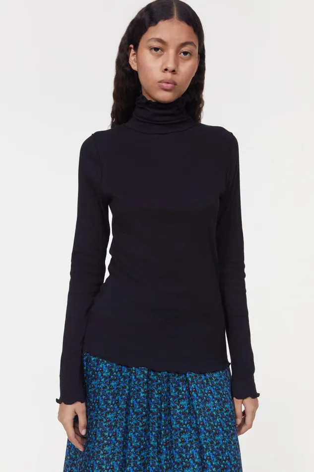 Cisne Rib Jersey Top Black Women Rodebjer Tops