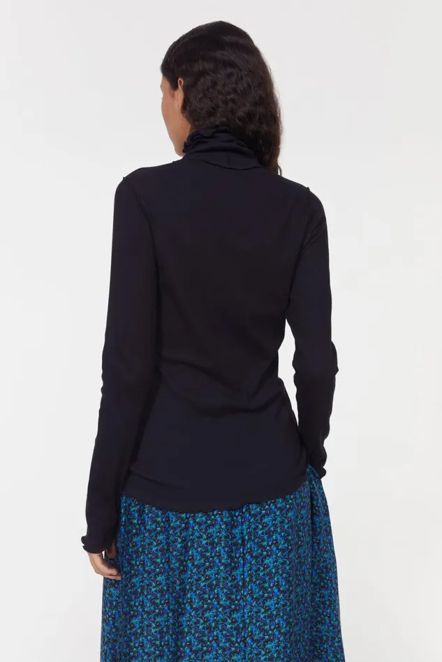 Cisne Rib Jersey Top Black Women Rodebjer Tops