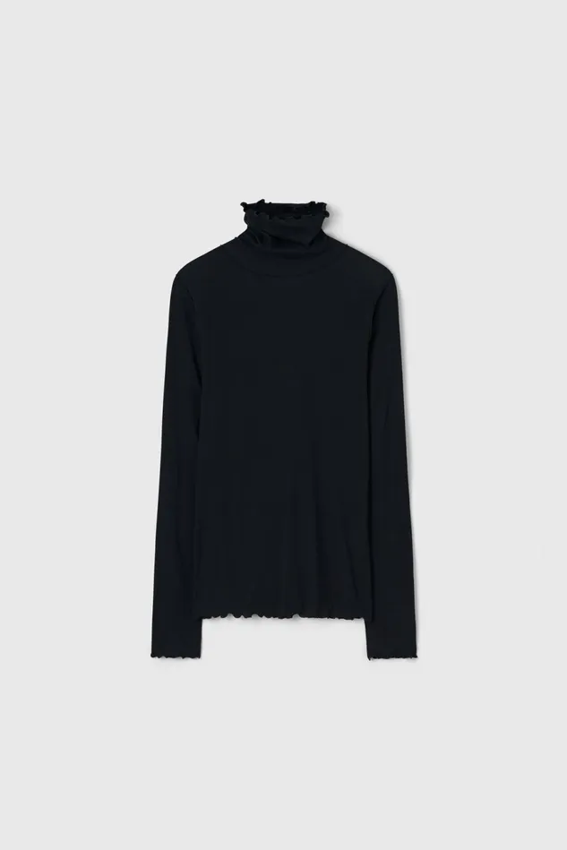 Cisne Rib Jersey Top Black Women Rodebjer Tops