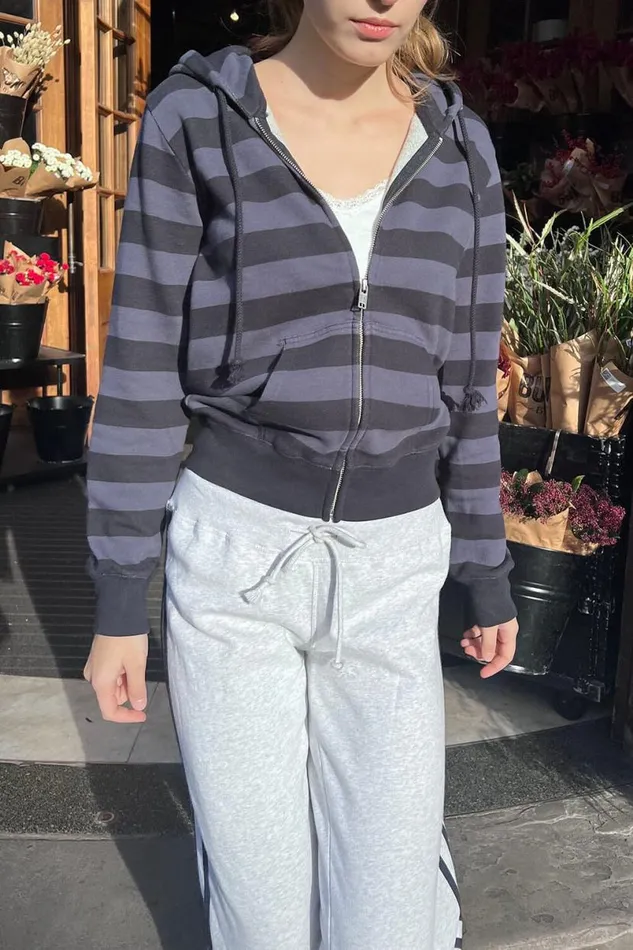Clothing Christy Striped Hoodie Brandy Melville SWEATPANTS and SWEATSHIRTS