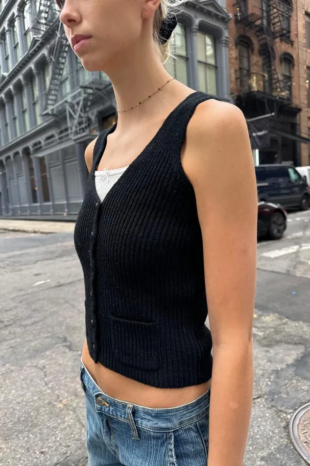 Clothing Elizabeth Wool Button Vest Brandy Melville SWEATERS