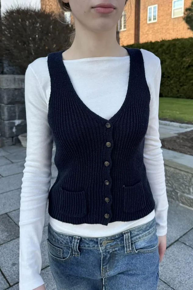 Clothing Elizabeth Wool Button Vest Brandy Melville SWEATERS