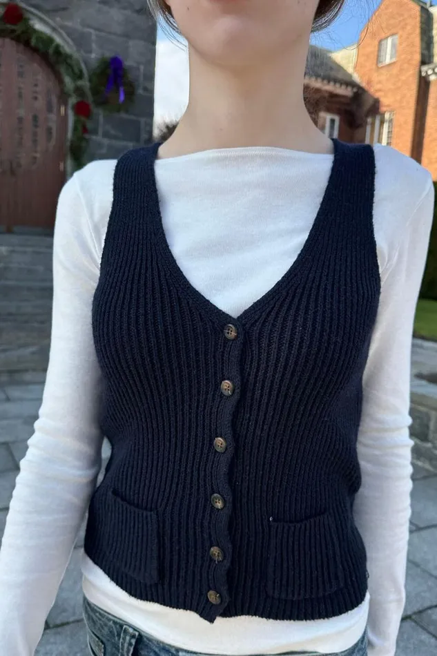 Clothing Elizabeth Wool Button Vest Brandy Melville SWEATERS