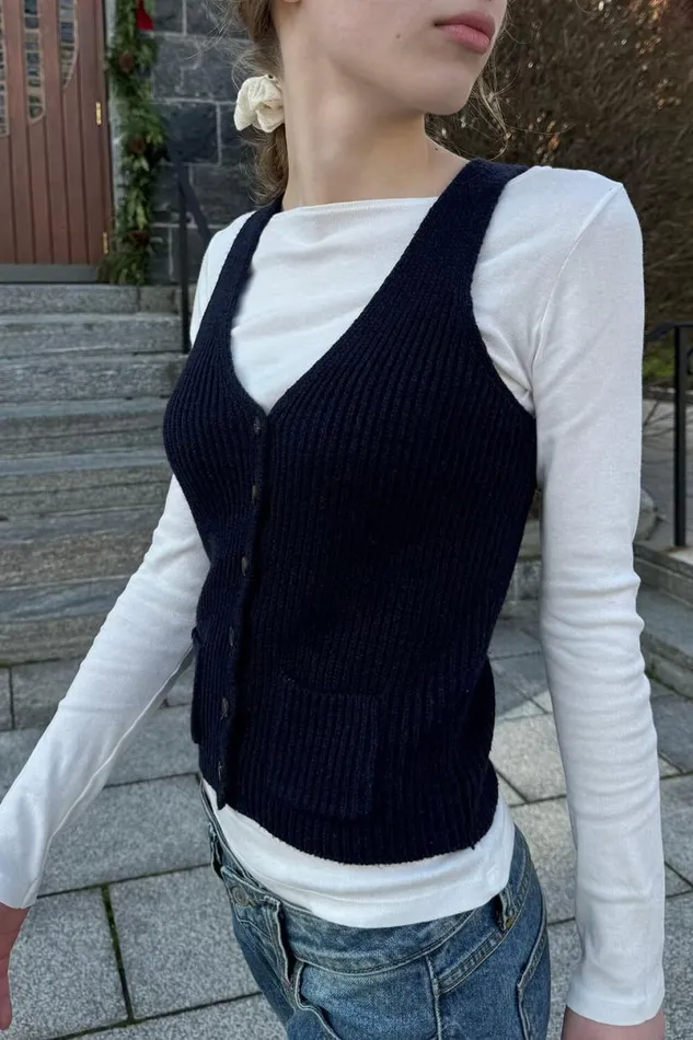 Clothing Elizabeth Wool Button Vest Brandy Melville SWEATERS