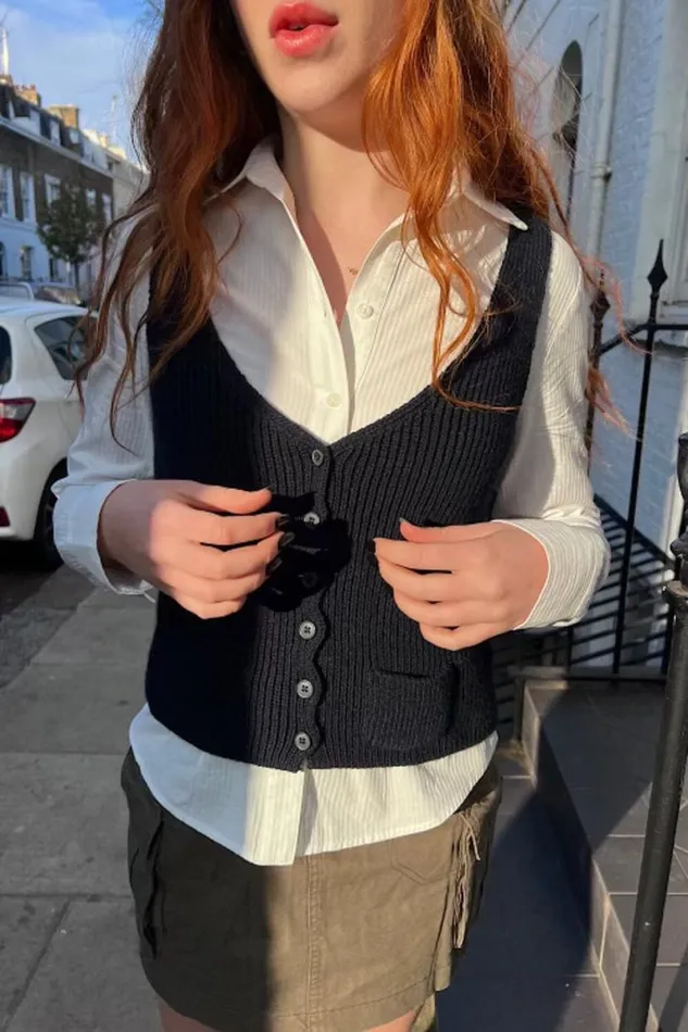 Clothing Elizabeth Wool Button Vest Brandy Melville SWEATERS