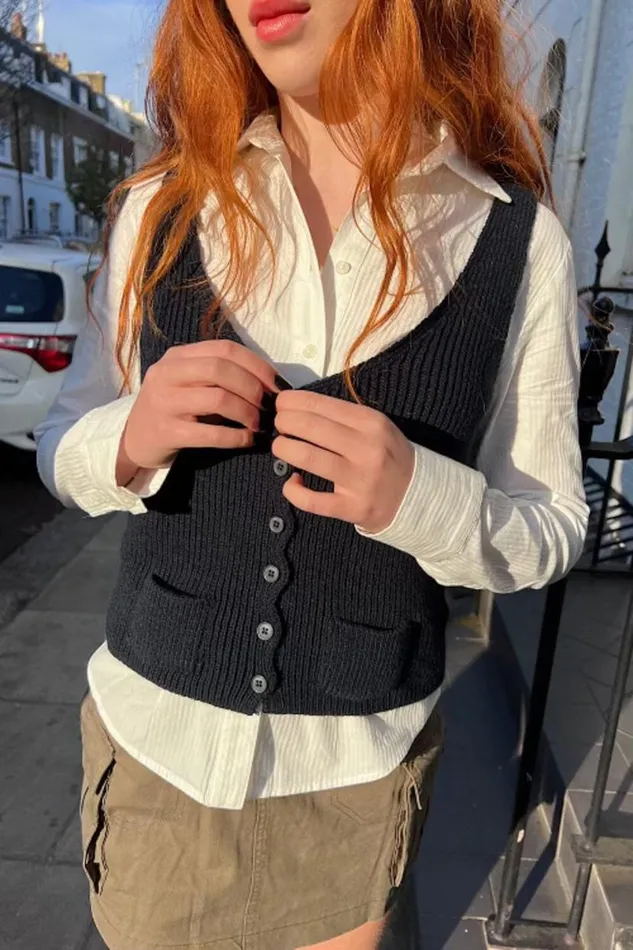Clothing Elizabeth Wool Button Vest Brandy Melville SWEATERS