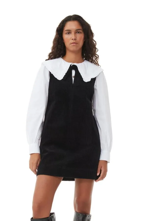 Clothing GANNI Dresses Black Corduroy Tie Band Mini Dress Black Clothing GANNI Dresses Black Corduroy Tie Band Mini Dress Black