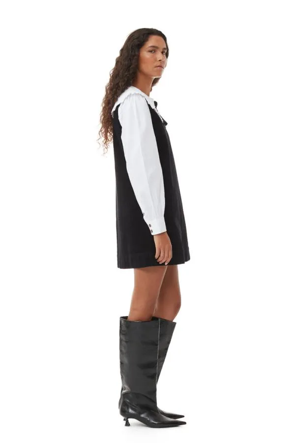 Clothing GANNI Dresses Black Corduroy Tie Band Mini Dress Black Clothing GANNI Dresses Black Corduroy Tie Band Mini Dress Black