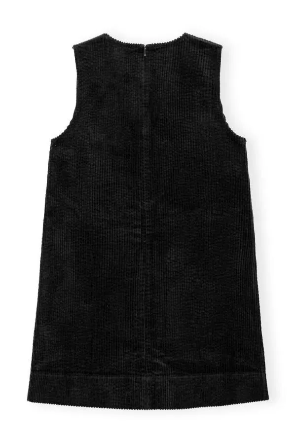 Clothing GANNI Dresses Black Corduroy Tie Band Mini Dress Black Clothing GANNI Dresses Black Corduroy Tie Band Mini Dress Black