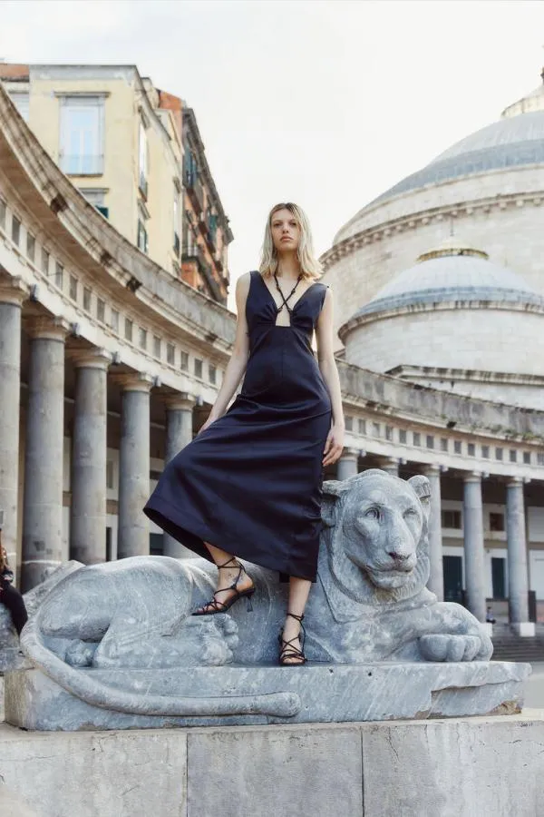 Clothing GANNI Dresses Double Satin HalterNeck Dress Black Clothing GANNI Dresses Double Satin HalterNeck Dress Black