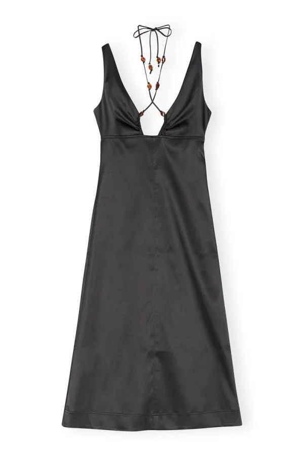 Clothing GANNI Dresses Double Satin HalterNeck Dress Black Clothing GANNI Dresses Double Satin HalterNeck Dress Black