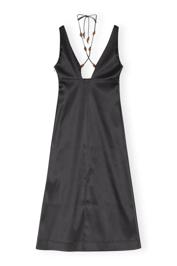 Clothing GANNI Dresses Double Satin HalterNeck Dress Black Clothing GANNI Dresses Double Satin HalterNeck Dress Black