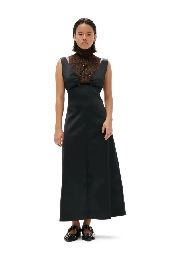 Clothing GANNI Dresses Double Satin HalterNeck Dress Black Clothing GANNI Dresses Double Satin HalterNeck Dress Black