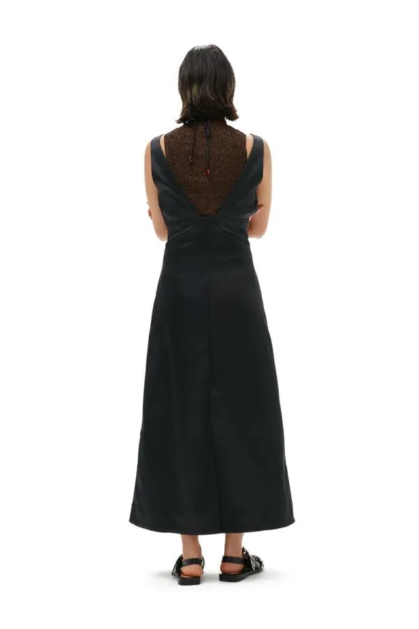 Clothing GANNI Dresses Double Satin HalterNeck Dress Black Clothing GANNI Dresses Double Satin HalterNeck Dress Black