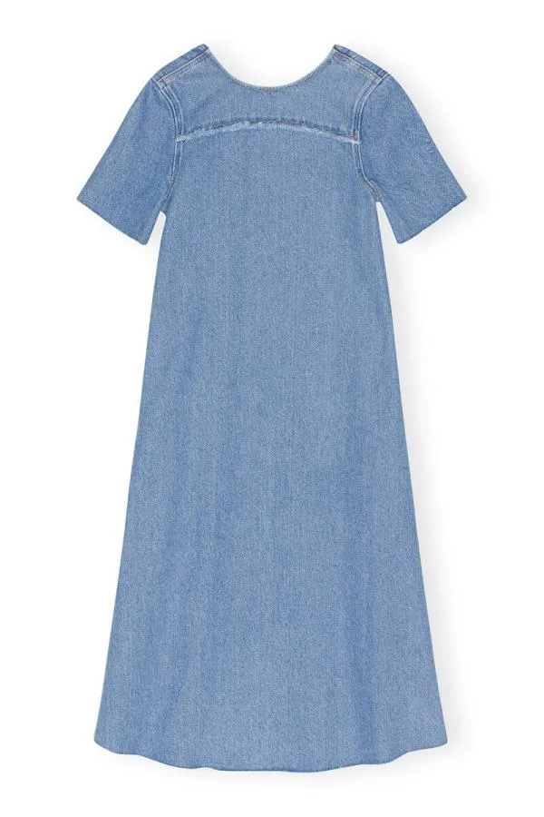 Clothing GANNI Dresses Heavy Denim Aline Midi Dress Light Blue Stone