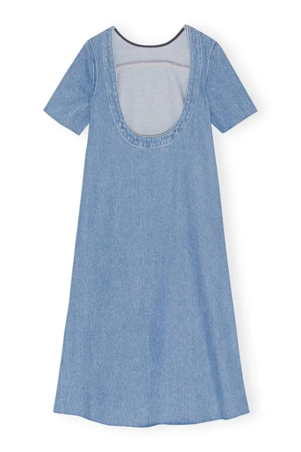 Clothing GANNI Dresses Heavy Denim Aline Midi Dress Light Blue Stone