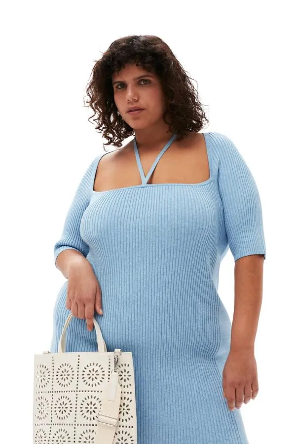 Clothing GANNI Dresses Melange Knit Mini Dress Ethereal Blue