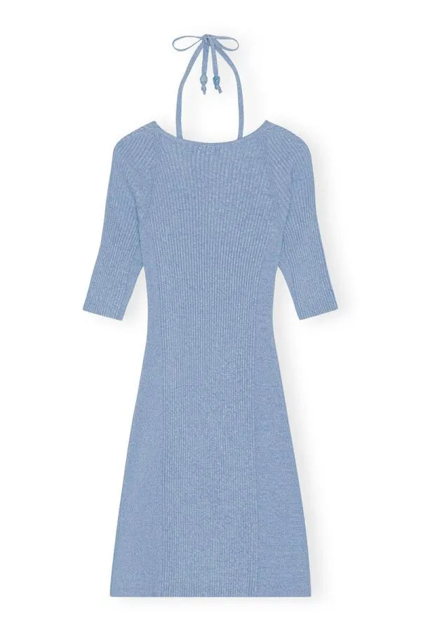 Clothing GANNI Dresses Melange Knit Mini Dress Ethereal Blue