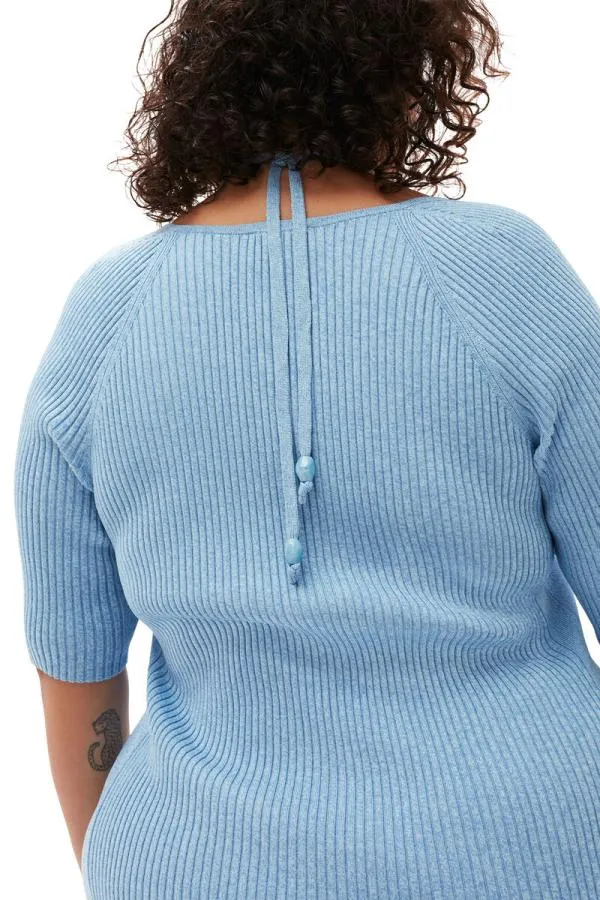 Clothing GANNI Dresses Melange Knit Mini Dress Ethereal Blue
