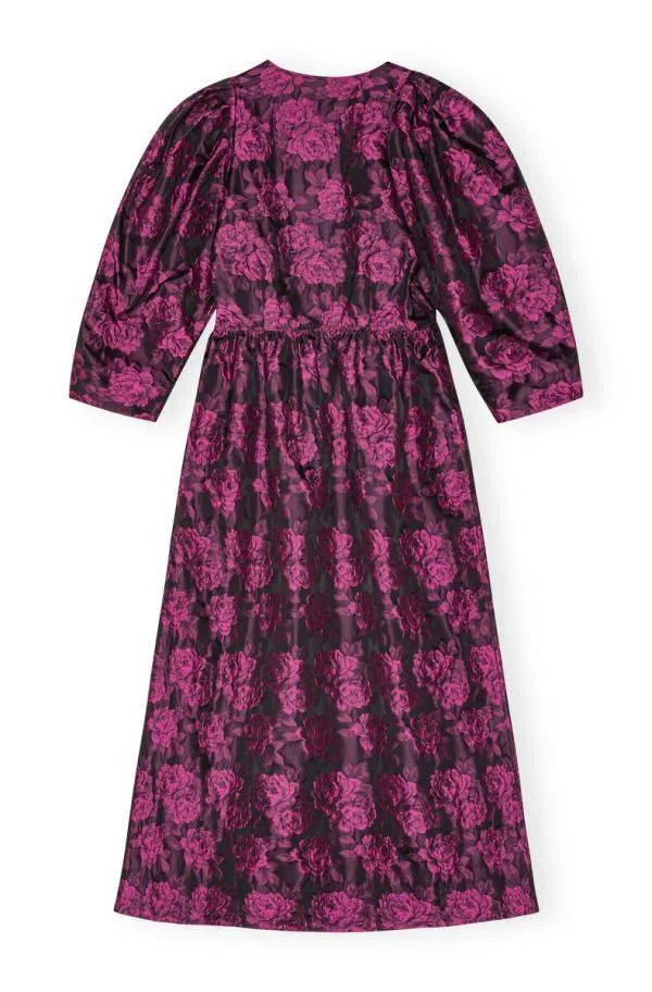 Clothing GANNI Dresses Pink Botanical Jacquard Vneck Midi Dress Cone Flower Clothing GANNI Dresses Pink Botanical Jacquard Vneck Midi Dress Cone Flower