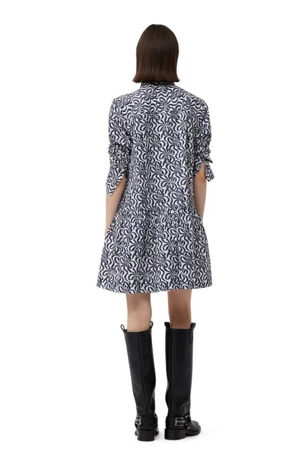 Clothing GANNI Dresses Printed Cotton Poplin Mini Shirt Dress Egret Clothing GANNI Dresses Printed Cotton Poplin Mini Shirt Dress Egret