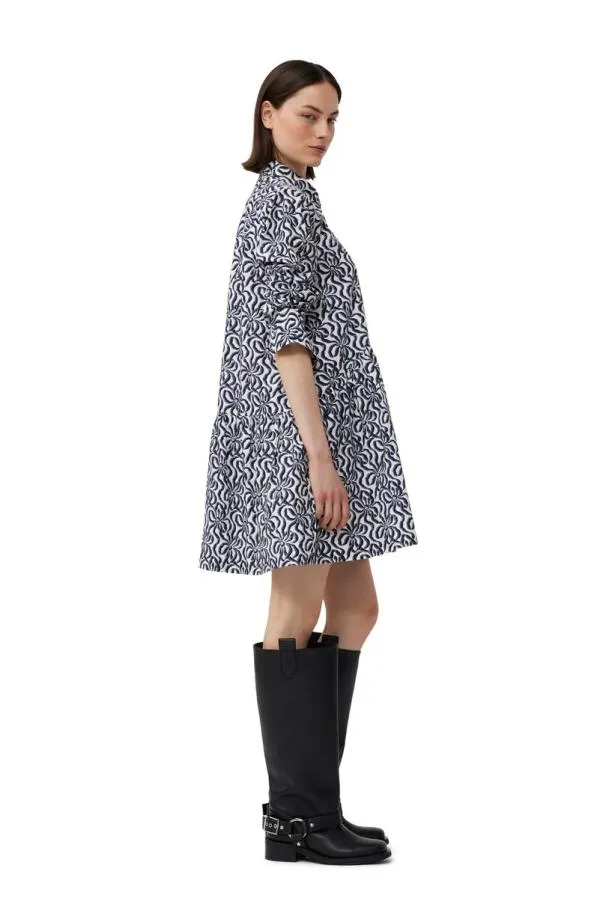 Clothing GANNI Dresses Printed Cotton Poplin Mini Shirt Dress Egret Clothing GANNI Dresses Printed Cotton Poplin Mini Shirt Dress Egret