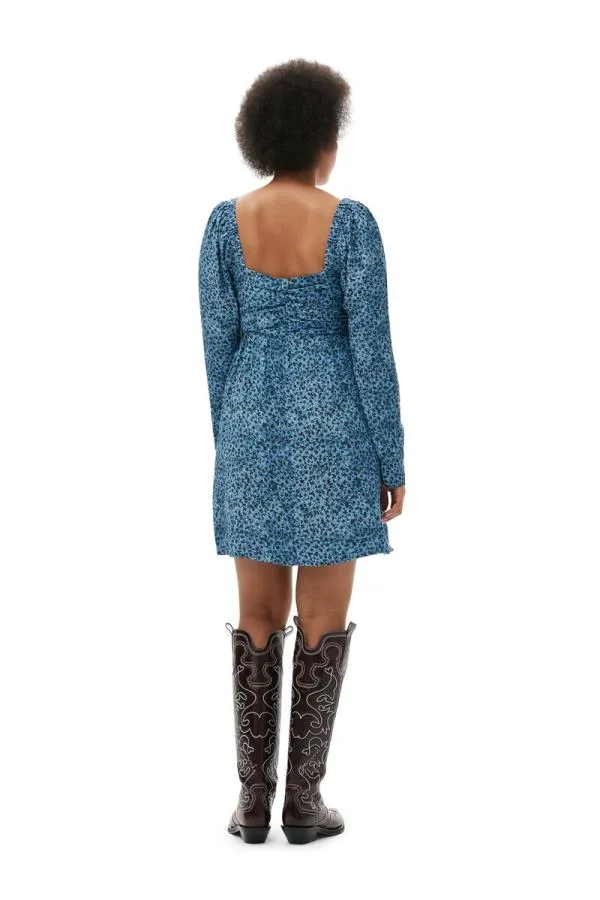 Clothing GANNI Dresses Printed Crepe Mini Dress Ice Water Clothing GANNI Dresses Printed Crepe Mini Dress Ice Water