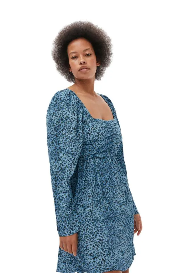 Clothing GANNI Dresses Printed Crepe Mini Dress Ice Water Clothing GANNI Dresses Printed Crepe Mini Dress Ice Water