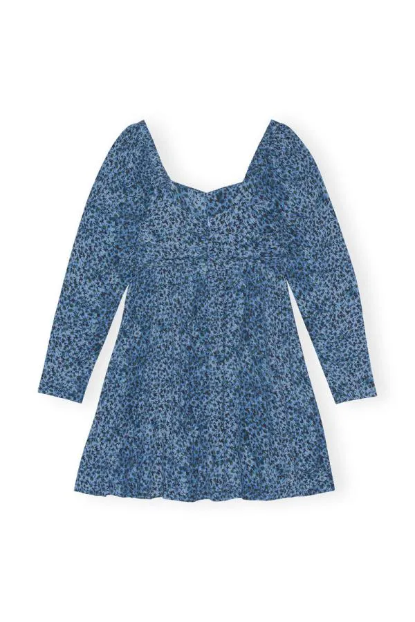 Clothing GANNI Dresses Printed Crepe Mini Dress Ice Water Clothing GANNI Dresses Printed Crepe Mini Dress Ice Water