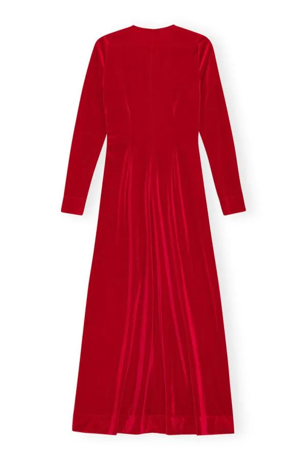 Clothing GANNI Dresses Red Velvet Jersey Twist Long Dress Savvy Red Clothing GANNI Dresses Red Velvet Jersey Twist Long Dress Savvy Red