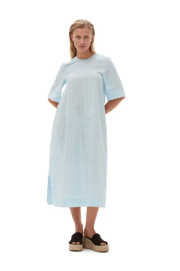 Clothing GANNI Dresses Seersucker Check Maxi Dress Ice Water