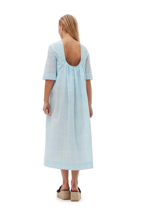 Clothing GANNI Dresses Seersucker Check Maxi Dress Ice Water Clothing GANNI Dresses Seersucker Check Maxi Dress Ice Water